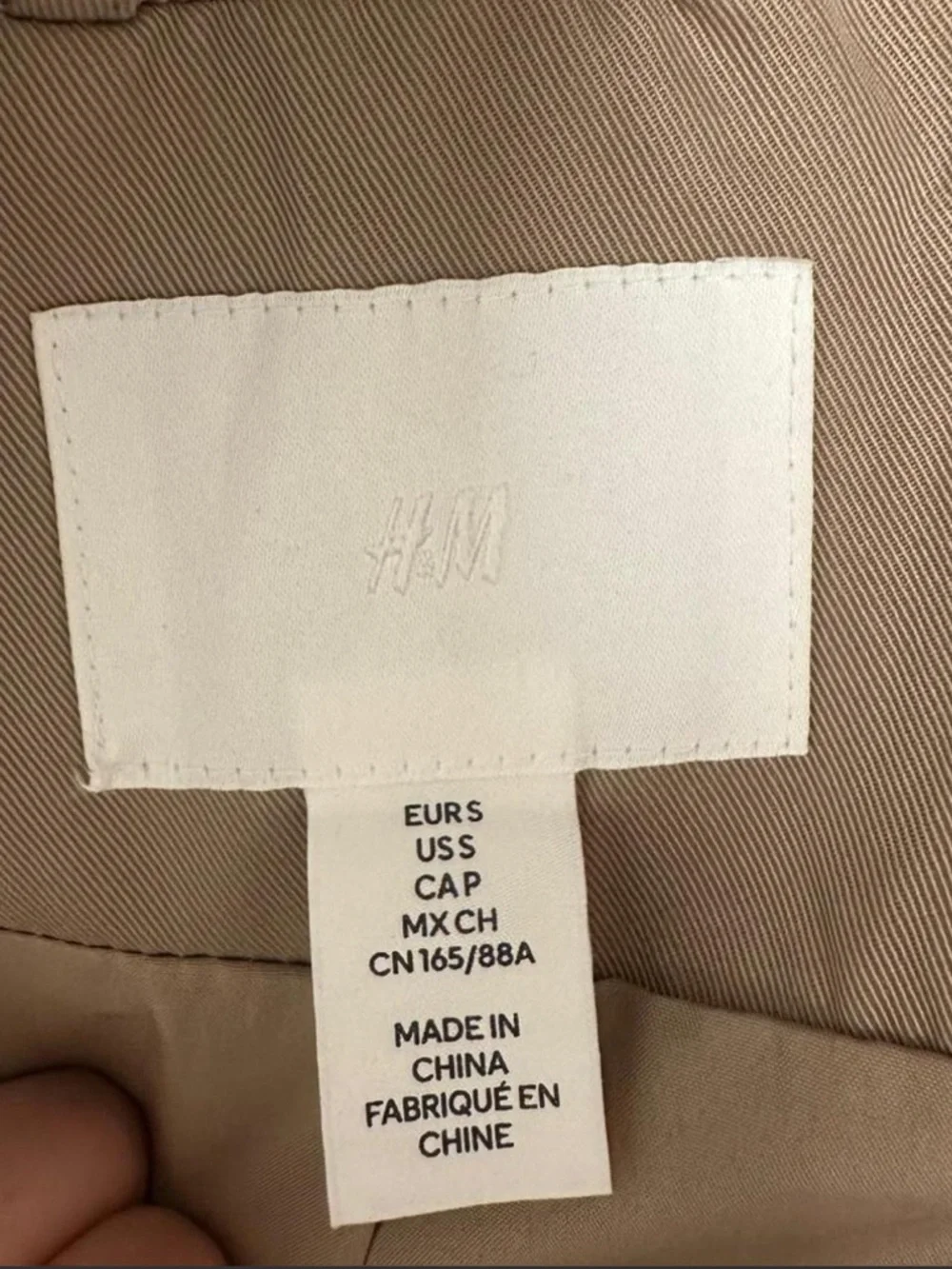 H&M Cropped Trench Jacket Beige Double Breasted Minimal - Picture 5 of 5